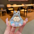 Porte-clés hamster en acrylique avec paillettes mouvantes et breloques étoiles - Blanc (Sans Crochet)