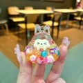 Luminous creative bunny keychain with cute character and colorful liquid sand filling - [colorful] Glow-in-the-dark Bubble Beads (without Buckle)