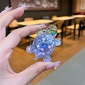 Translucent purple turtle charm filled with glitter and sequins for DIY crafts - Small Glow Flash Turtle / Purple
