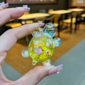 Mini acrylic turtle desktop ornament with flowing yellow quicksand and glitter - Small Glow Flash Turtle / 1 Piece / Yellow