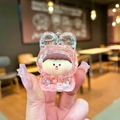 Pink quicksand acrylic pendant keychain with a cute hooded doll and glitter sequins - Without Buckle Style / Pink