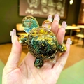 Deep green gradient liquid turtle figurine with gold stars and glitter resin finish - Large Luminous Glitter Turtle / 1 Piece / Black