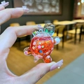 Creative turtle keychain with sparkling red glitter and small flower sequins inside - Small Glow Flash Turtle / 1 Piece / Red