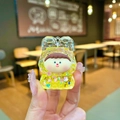 Cute yellow liquid sand keychain featuring an acrylic girl figurine with glitter - Without Buckle Style / Yellow