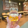 Lilith quicksand keychain with pink star glitter in a yellow translucent bear case - Without Buckle Style / Orange