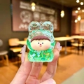 Sparkling green acrylic Lilith quicksand keychain with glitter and character design - Without Buckle Style / Green