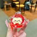 Sparkling liquid quicksand Loopy cartoon acrylic keychain in vibrant red color with silver sequins - Red (Without Buckle)