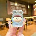 Glittery Lilith acrylic keychain with a cute smiling doll in a liquid sand casing - Without Buckle Style / White
