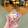 Cute white cartoon creature keychain with purple flowing sand and glitter sequins - Iridescent (Without Buckle)