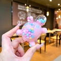 Pink turtle liquid toy pink turtle desktop ornament with colorful beads and liquid sand filling - 1 Piece / Large [Pink] Milk Bean Turtle