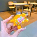 Cute orange turtle charm with colorful moving beads in a transparent liquid shell - 1 Piece / Large [Orange] Milk Bean Turtle