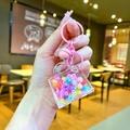 Creative pink handbag keychain with luminous beads and colorful flower sequins - Lobster Clasp Style / Iridescent