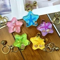 Star-shaped acrylic liquid keychains in five colors with seashells and stars - Mixed Colors Star With Golden Hardware