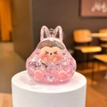 Pink translucent resin cartoon bunny pendant with star sequins and cute details - Pink Glow-in-the-dark Bubble Bead Tower (without Clasp)