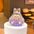 Luminous purple quicksand keychain featuring a cute cartoon rabbit and star sequins - Purple Glow-in-the-dark Bubble Bead Tower (without Clasp)