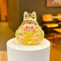 Luminous creative yellow resin keychain pendant featuring cute cartoon and star sequins - Yellow Glow-in-the-dark Bubble Bead Tower (without Clasp)