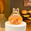 Glow-in-the-dark rabbit liquid oil keychain with orange fruit slices and glitter - Orange Glow-in-the-dark Bubble Bead Tower (without Clasp)