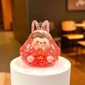 Luminous red rabbit oil sand keychain pendant with liquid glitter and cute character - Red Glow-in-the-dark Bubble Bead Tower (without Clasp)