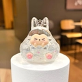 Glow-in-the-dark luminous rabbit oil liquid sand keychain with cute animal and glitter - White Glow-in-the-dark Bubble Bead Tower (without Clasp)