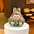 Glow rabbit keychain with colorful glitter and liquid quicksand inside a clear resin shell - Black Glow-in-the-dark Bubble Bead Tower (without Clasp)