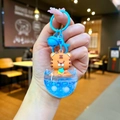 Cartoon-Tiger-Schlüsselanhänger mit flüssigem Treibsand, blauen Glocken und Pailletten - Blauer Tiger (Farbenfrohe Hardware)