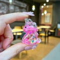 Mini ciondolo a forma di unicorno in resina rosa trasparente con glitter a stelle - Senza Portachiavi / Rosa