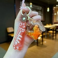 Porte-clés Capybara à sable mouvant liquide orange avec bracelet en silicone doux - Corde Dégradée Dos Tortue Maison Capybara