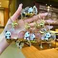 Porte-clés panda mignon avec paillettes dorées et figurines cartoon pour décoration - Forme de Biberon / Matériel Doré Mélangé Panda Bouteille de Lait Noir Or