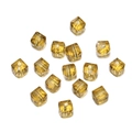 Macro view of 8mm amber faceted crystal cube beads for DIY jewelry making with central hole - Brown