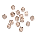 Detailed view of 8mm champagne faceted crystal cube beads with precision cut and drill holes - Champagne
