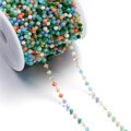 Macro shot of 3mm colorful faceted glass bead chains on a spool for DIY jewelry making - 1 Meter/Pack (Approx. 3x3.5mm) Approx. 10g / Gold Green Mixed