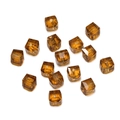 Macro detail of 8mm faceted amber crystal square beads for DIY jewelry making - Dark Brown