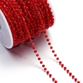 Macro view of 3mm red faceted crystal beads on golden stainless steel chain DIY jewelry - 1 Meter/Pack (Approx. 3x3.5mm) Approx. 10g / Gold Red