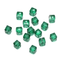 Macro detail of 8mm emerald green multi-faceted crystal square beads for DIY jewelry - Dark Green