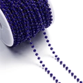 Detail of 3mm dark blue faceted crystal bead chain on a white spool for DIY jewelry - 1 Meter/Pack (Approx. 3x3.5mm) Approx. 10g / Gold Royal Blue