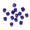 Detailed view of 8mm dark blue faceted cube glass crystal beads for DIY jewelry making - Sapphire Blue