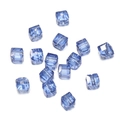 Macro detail of 8mm faceted cube crystal beads in clear light blue for DIY jewelry - Sky Blue