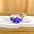 Purple whale liquid keychain with snowflake sequins and colorful drifting beads - Independent OPP Bag Packaging / No Buckle [Purple] Luminous Snowflake Whale
