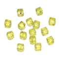 Macro shot of 8mm faceted lemon yellow crystal cube beads for DIY jewelry making - Yellow / 4mm