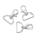 Drie gepolijste zilveren karabijnsluitingen met D-ringen voor DIY sleutelhangers - 10 Stuks per Pak / Zilver