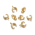 Macro detail of golden alloy leaf charms with intricate vein patterns and pinch bails - 50 Pieces/Pack (4.5*8.5*11mm) / Gold