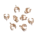 Detailed macro view of light gold leaf-textured pinch bails for DIY jewelry making - 50 Pieces/Pack (4.5*8.5*11mm) / KC Gold