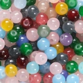 Gros plan de perles rondes colorées en verre imitation jade pour bracelets DIY - 6mm / 50 Pièces / Couleurs Mélangées Aléatoires