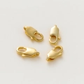 Detailed view of four 14k gold-plated lobster clasps for DIY jewelry making - 10 Pieces/Pack (5x10mm) / 18K Color-preserving Genuine Gold