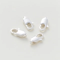 Close-up of four silver-plated lobster clasps for DIY jewelry making and necklace repairs - 10 Pieces/Pack (5x10mm) / Silver Tone Gold Plated