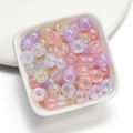 Bunte Makronen-Acrylperlen mit Glitzer und großen Löchern für DIY-Bastelarbeiten - 50 Stück/Packung (6x9mm) / Meerjungfrau-Glanz Zufällig Gemischt