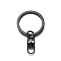Close-up of matte black metal keychain ring with 360-degree rotating swivel base - Black
