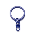 Close-up of deep blue matte finish metal swivel lobster clasp and split key ring set - Dark Blue