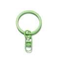 Detail of light green painted metal keychain with 8-shaped ring and swivel clasp - Green