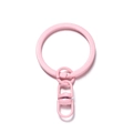 Detailed view of pink matte painted metal keyring set with a rotating lobster clasp - 4 Pieces/Pack (3x4.8cm) / Light Pink